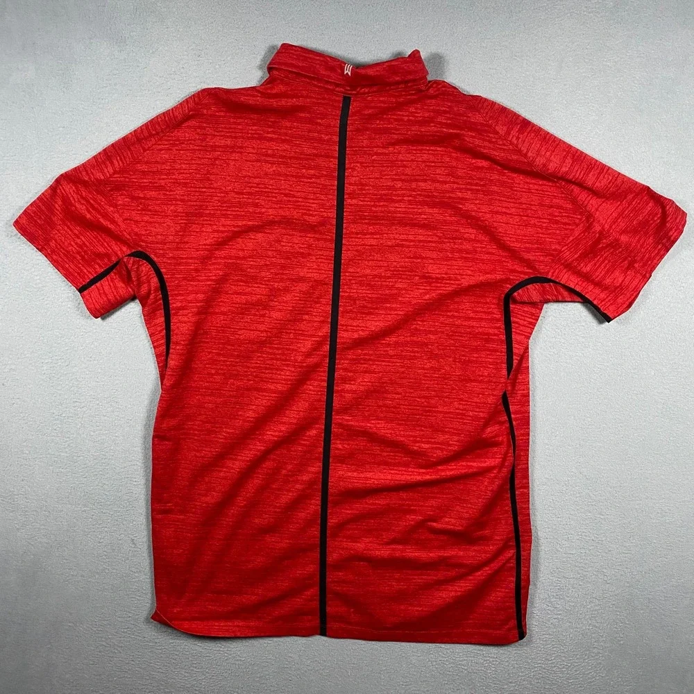 Nike Golf Tiger Woods Polo Mens Large Red‎ Dri-FIT Short Sleeve 803189-696